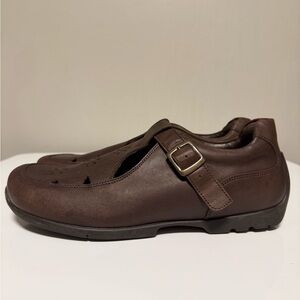 Footprints by Birkenstock T Strap Mary Jane Brown Leather EU 42 US 12 Regular